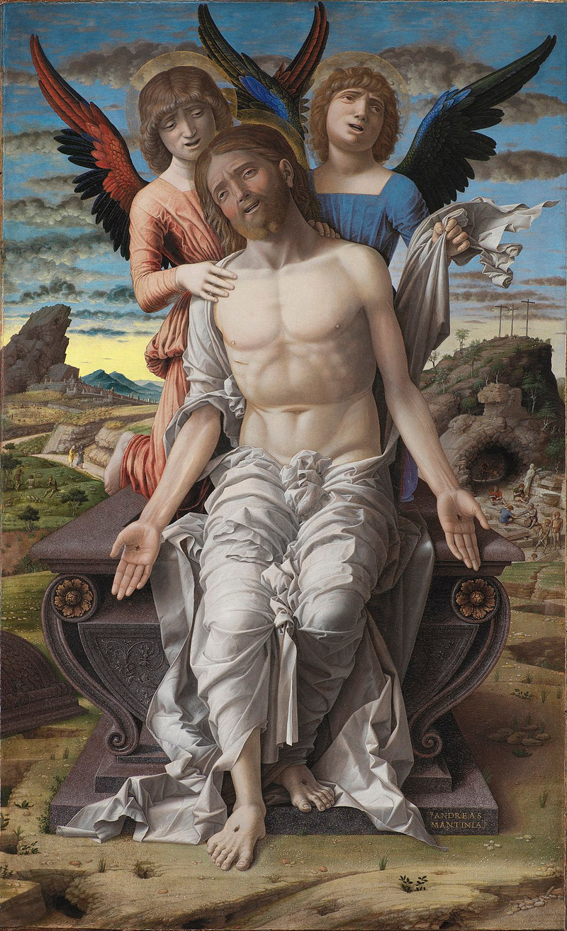 Kristus død støttet af to engle - Andrea Mantegna