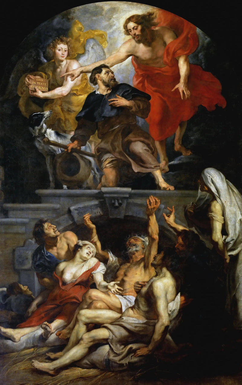 Kristus udnævner Sankt Roch som pestsygdommens skytshelgen - Peter Paul Rubens
