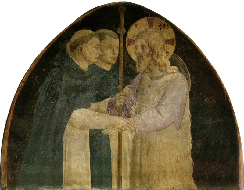 Kristus pilgrim modtaget af to dominikanere - Fra Angelico