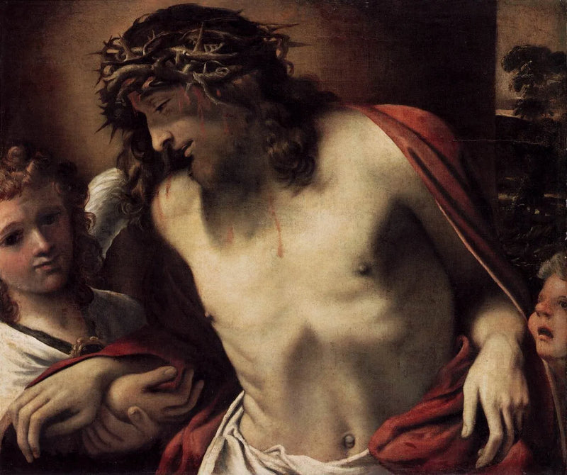 Kristus med tornekransen, støttet af engle - Annibale Carracci