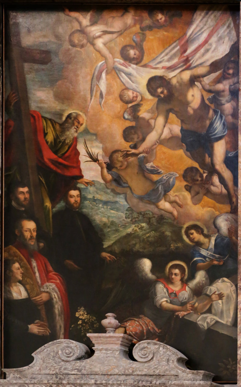 Den opstandne Kristus med Sankt Andreas og donorerne - Jacopo Tintoretto