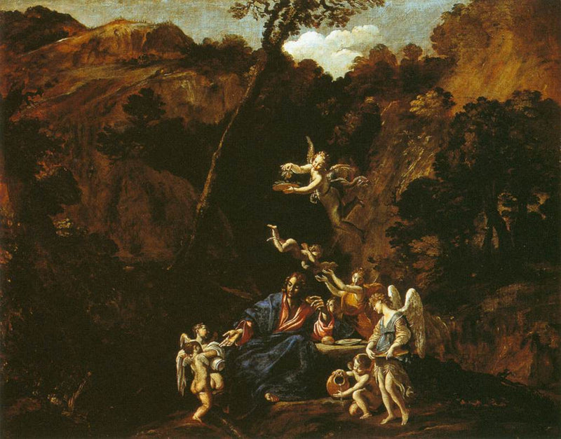 Kristus tjent af engle - Giovanni Lanfranco