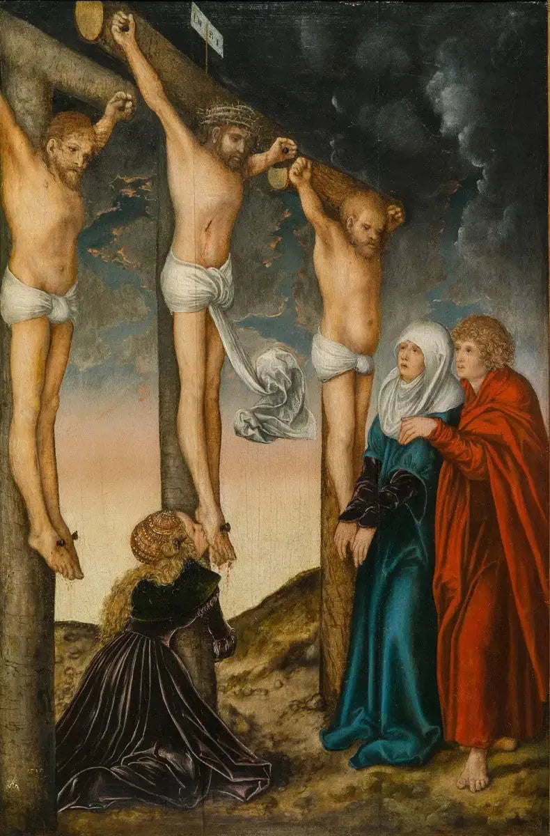 Kristus på korset mellem de to røvere - Lucas Cranach den Ældre