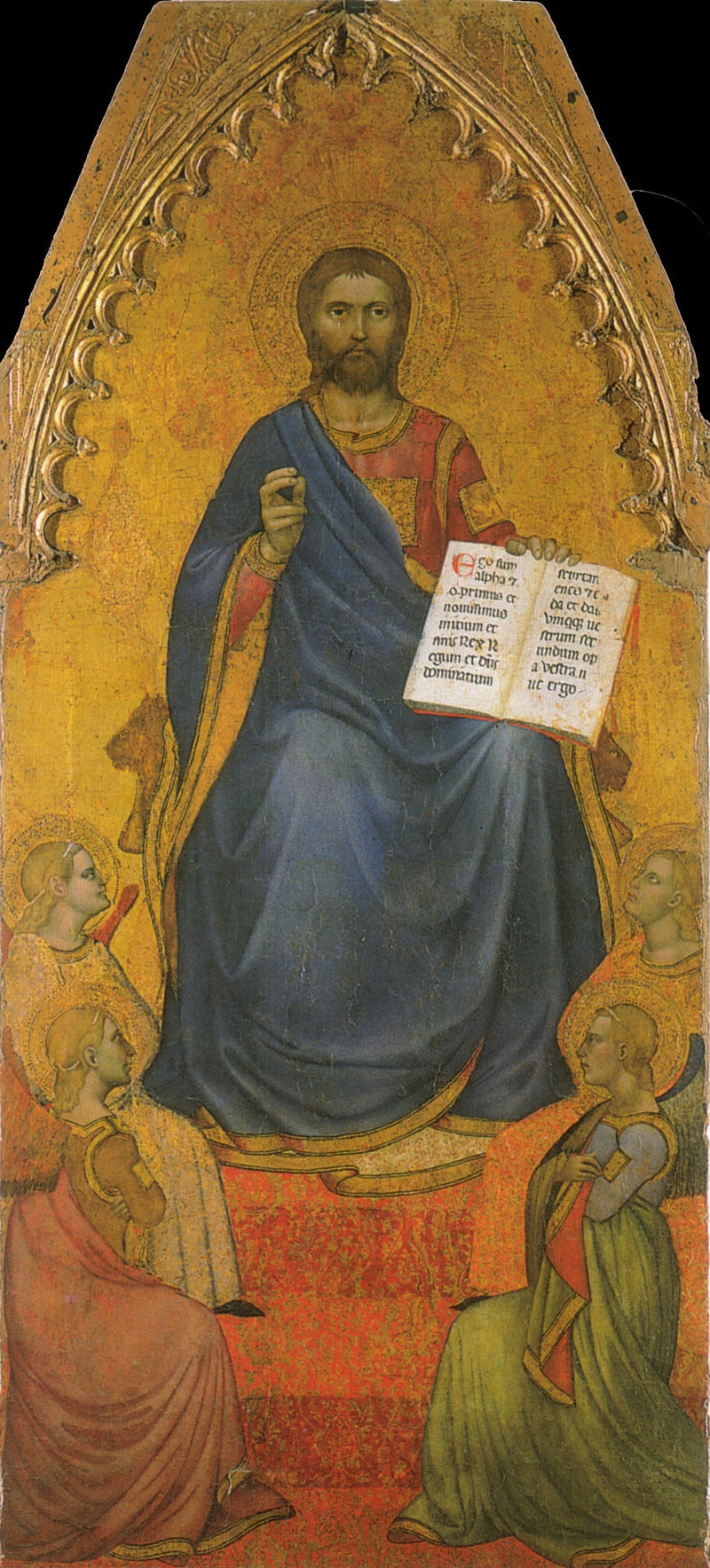 Kristus på sin trone, æret af engle - Giovanni da Milano