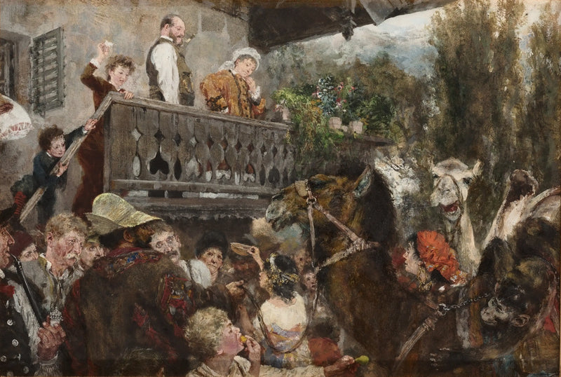 Den vandrende cirkus (Chamerierne i Partenkirchen) - Adolph von Menzel
