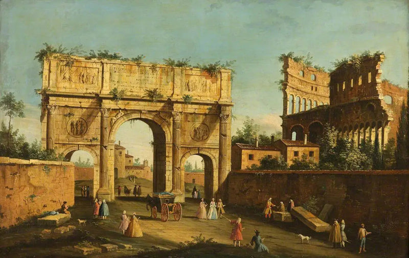 Colosseum og Konstantinsbuen, Rom - Canaletto