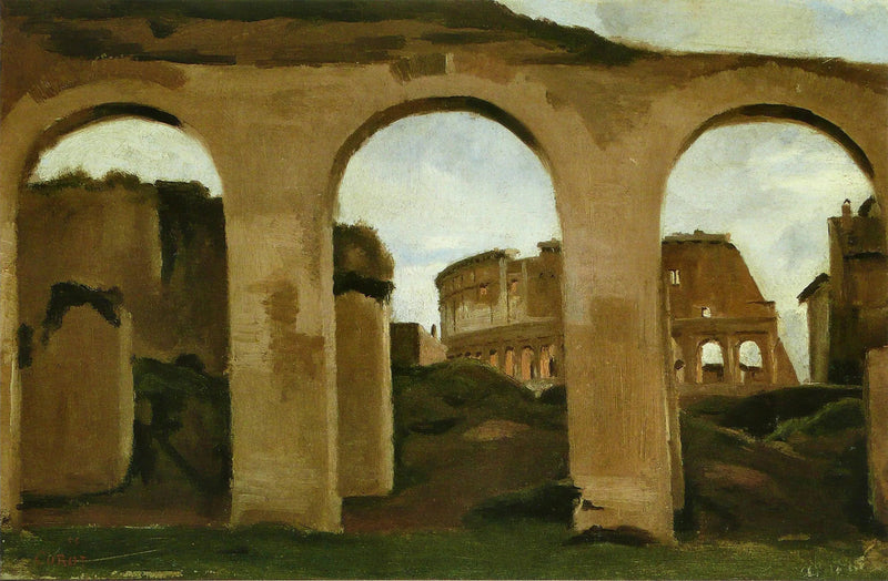 Colosseum, set gennem buerne i Konstantins Basilika - Jean-Baptiste Camille Corot