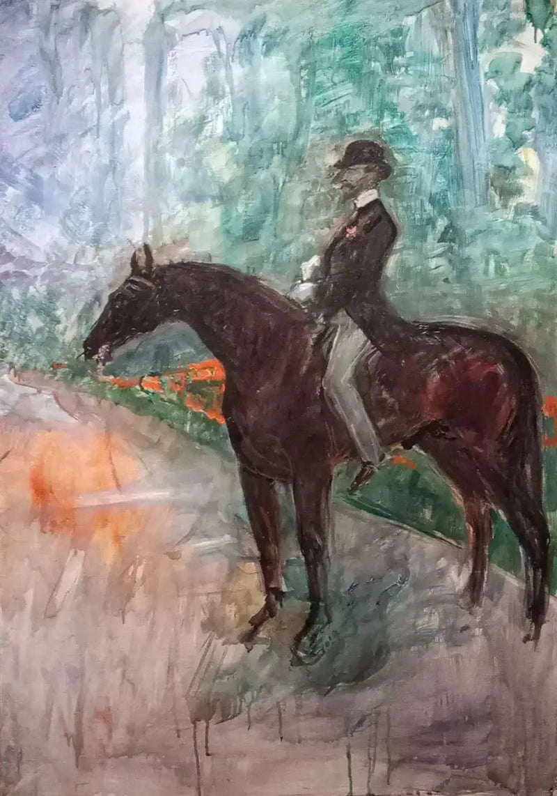 Greven af Toulouse-Lautrec til hest - Henri de Toulouse-Lautrec