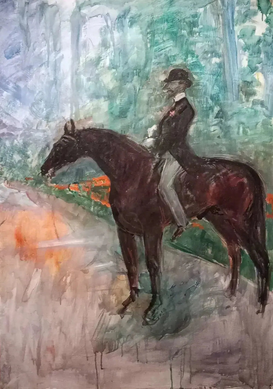 Greven af Toulouse-Lautrec til hest - Henri de Toulouse-Lautrec