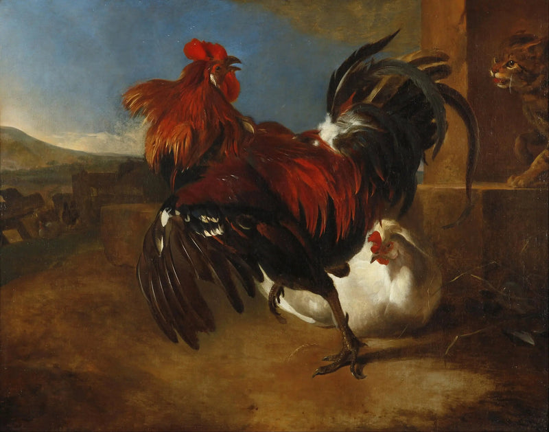 Den vrede høne i hønsegården - Melchior de Hondecoeter