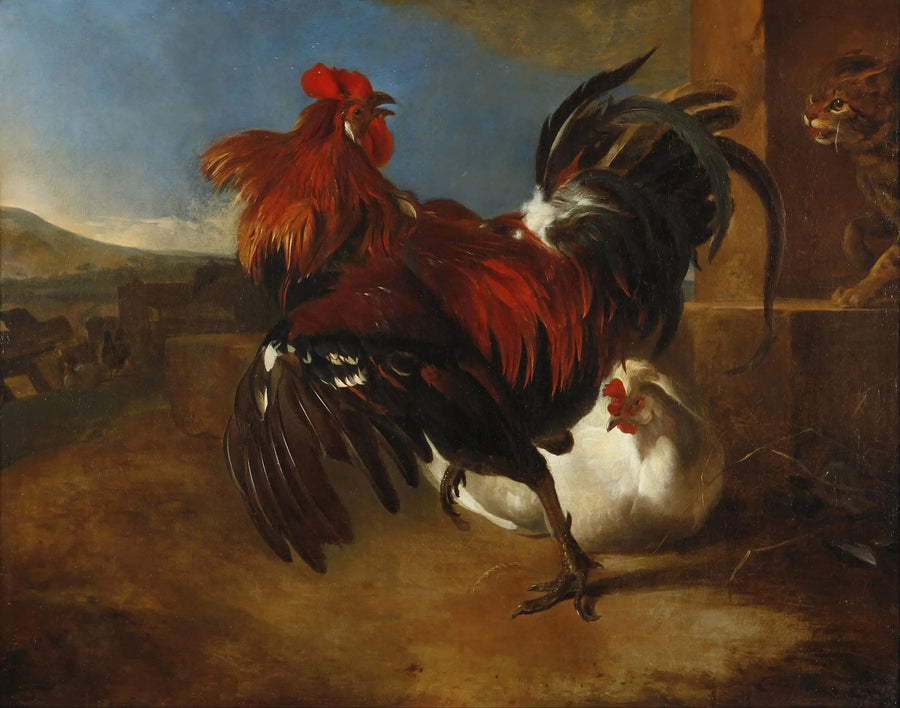 Den vrede høne i hønsegården - Melchior de Hondecoeter