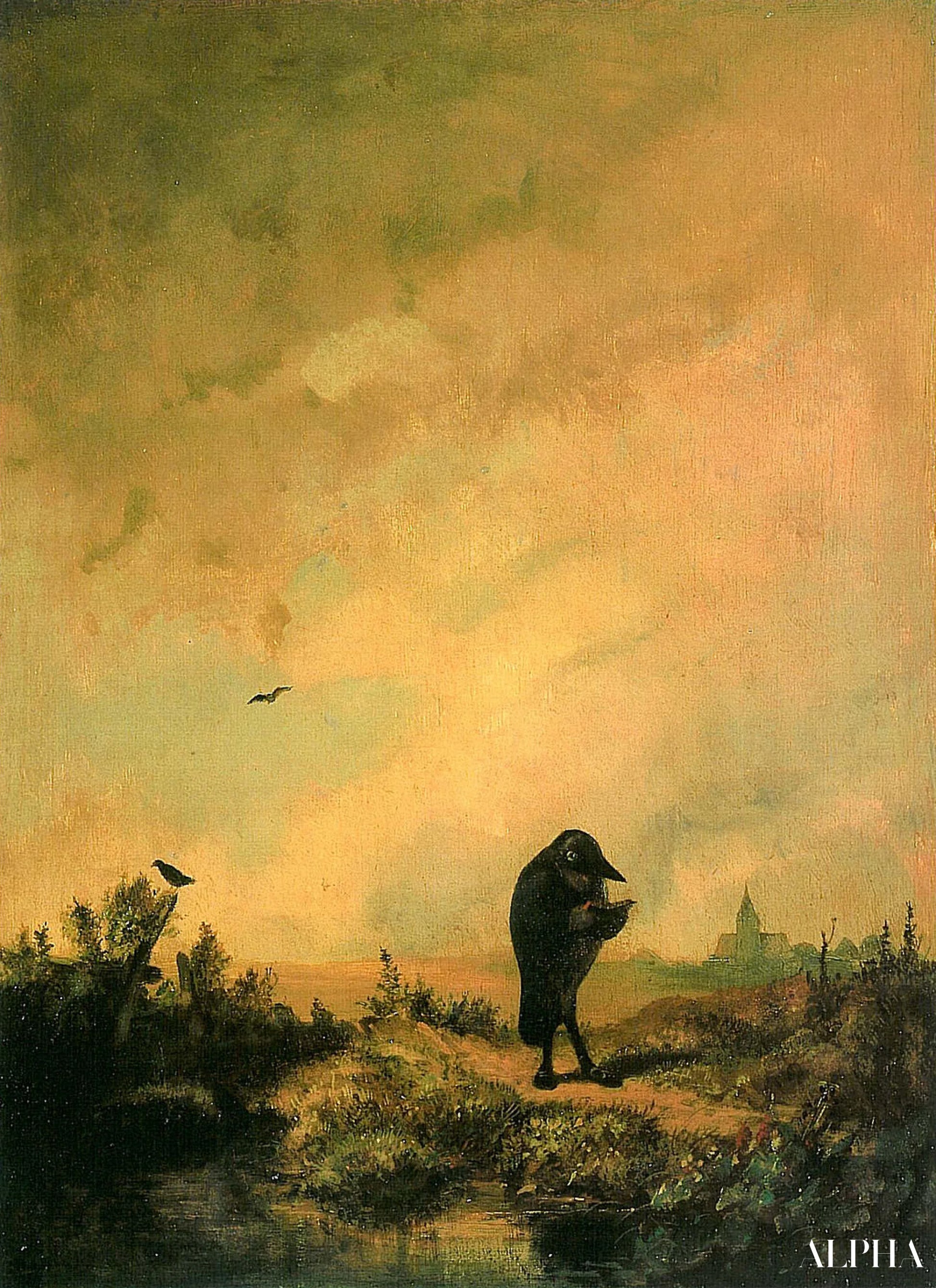 Le Corbeau - Carl Spitzweg - Reproduktioner af malerier og højkvalitets malerier