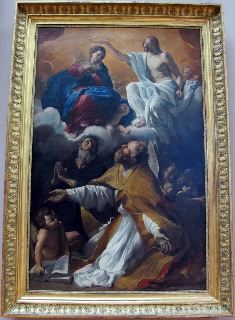 Jomfruens Krone med Sankt Augustin og Sankt Guillaume af Aquitaine - Giovanni Lanfranco