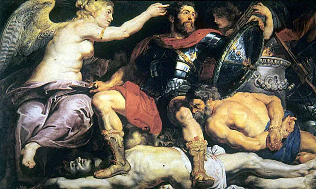 Den hæderlige heltes kroning - Peter Paul Rubens