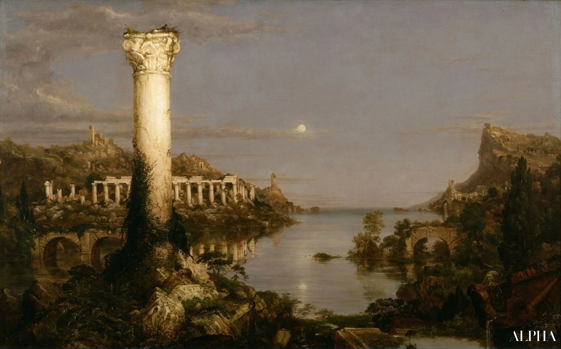 "Imperiets gang: Ødelæggelse - Thomas Cole - Reproduktioner af malerier og højkvalitets malerier"