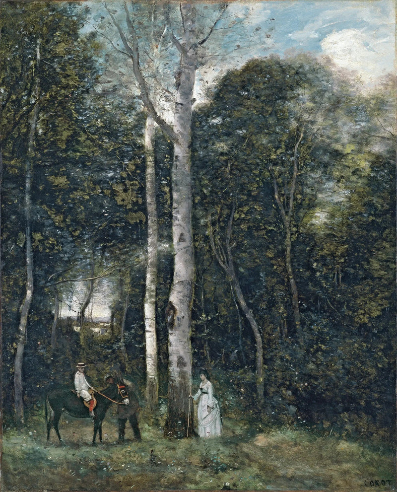 Afrejse til løvernes promenade, i Port-Marly - Jean-Baptiste Camille Corot
