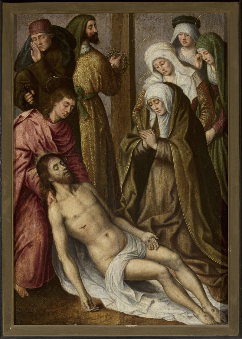 Kristi sorg (Matthæus 27:59–61 ; Markus 15:46–47 ; Lukas 23:53–56 ; Johannes 19:38–42) - Hugo van der Goes