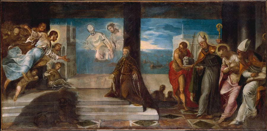 Doge Alvise Mocenigo præsenteret ved Reddere - Jacopo Tintoretto