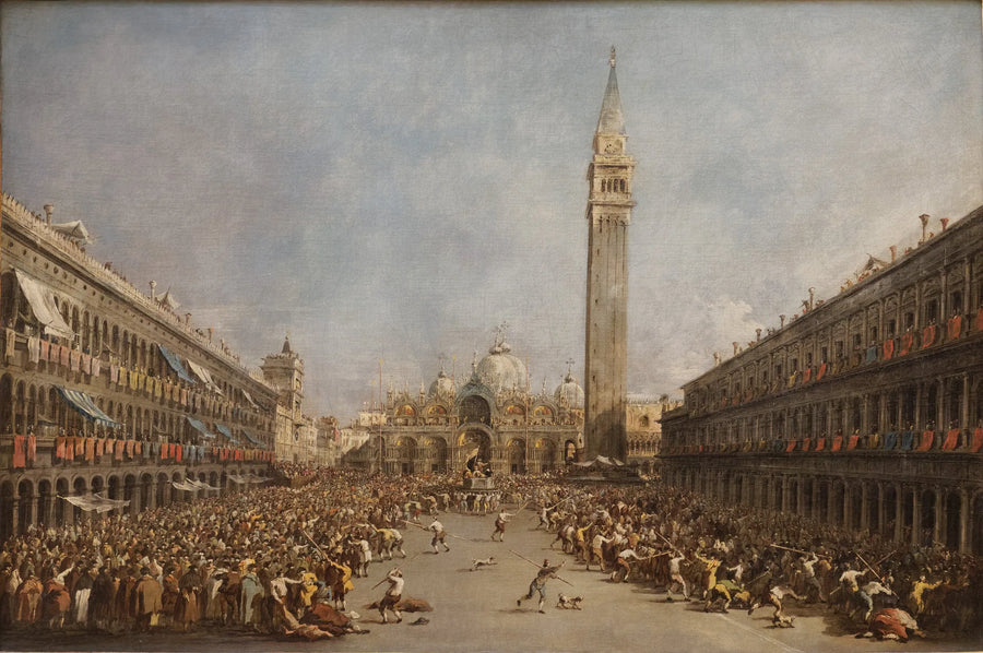 Venetsiansk Doge båret af gondolierne efter hans valg på Markuspladsen - Francesco Guardi