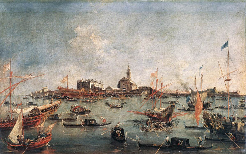 Venedigs Doge på Bucentaure ved San Nicolò di Lido, på Kristi Himmelfartsdag - Francesco Guardi
