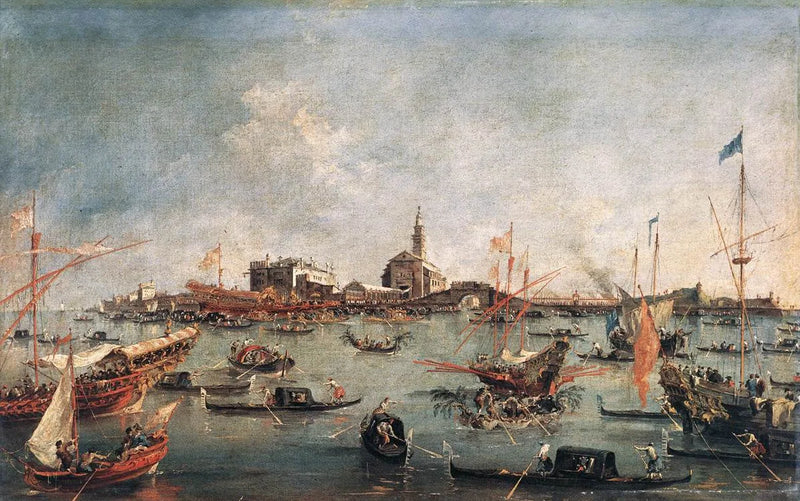 Venedigs Doge på Bucentaure ved San Nicolò di Lido, på Kristi Himmelfartsdag - Francesco Guardi