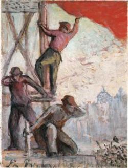 Den røde flag eller fagforeningskampen - Maximilien Luce