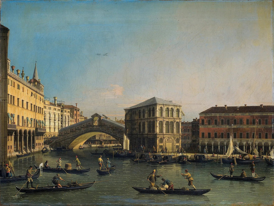 Le Grand Canal med Rialto-broen og Fondaco dei Tedeschi - Canaletto