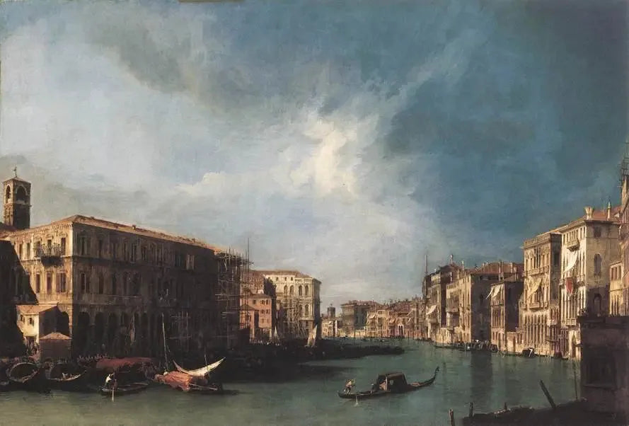 Le Grand Canal depuis le Rialto vers le Nord - Canaletto image 1 copie peinte à la main à l’huile