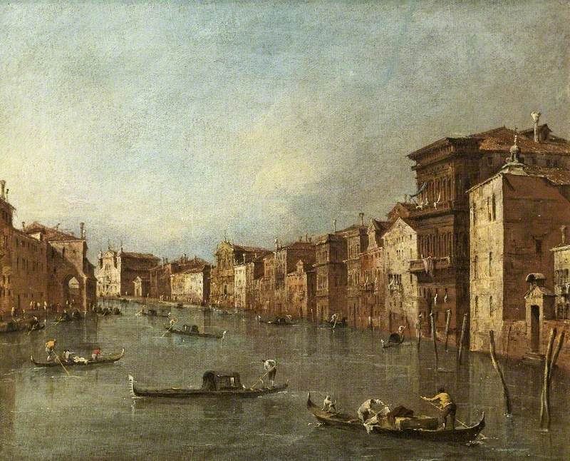Den Store Kanal, Venedig, Italien, i retning af Santa Maria degli Scalzi og Santa Lucia - Francesco Guardi