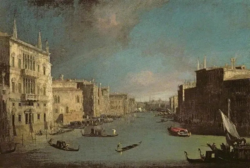 Le Grand Canal, Venedig, udsigt mod nordøst fra Palazzo Balbi til Rialto-broen - Canaletto