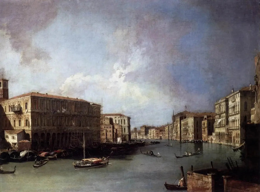 Le Grand Canal, mod nord nær Rialto-broen - Canaletto