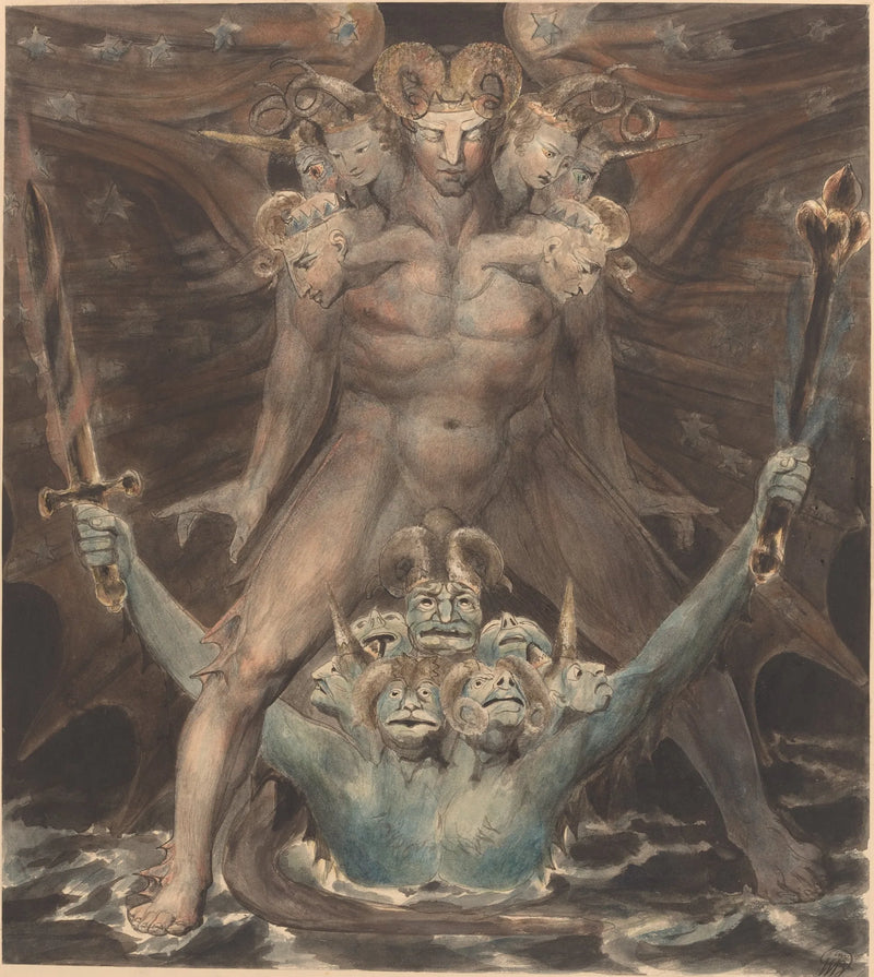 Den Store Røde Drage og Havets Behemoth - William Blake