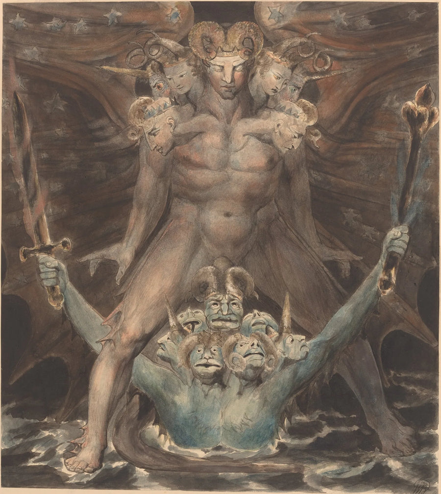Den Store Røde Drage og Havets Behemoth - William Blake