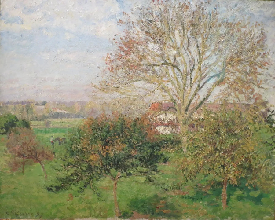 Den Store Valnød, efterårs morgen, Éragny (Efterårs morgen i Eragny) - Camille Pissarro