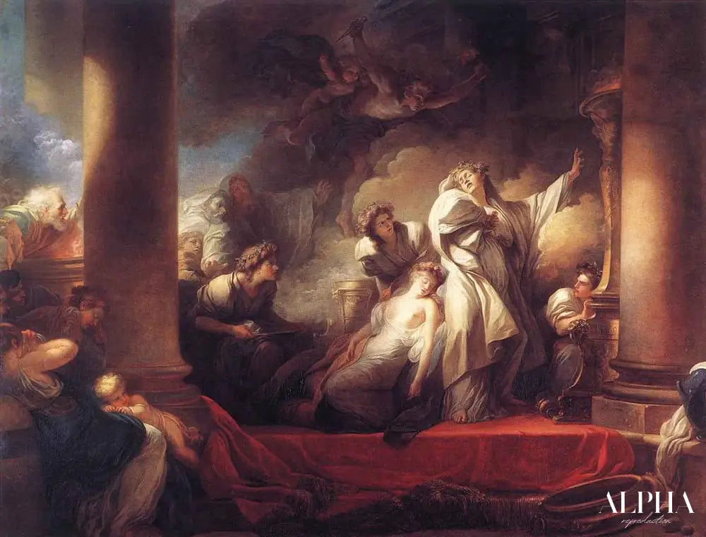 Le grand prêtre Coresus se sacrifie pour sauver Callirhoé - Jean-Honoré Fragonard - Reproductions de tableaux et peintures haut de gamme