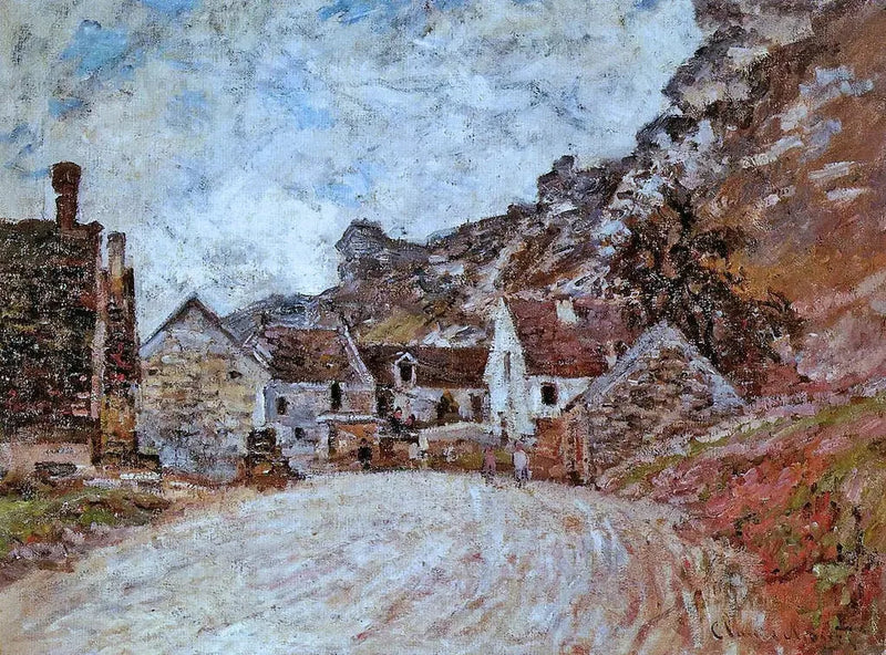 Landsbyen Chantemesle ved foden af klippen - Claude Monet