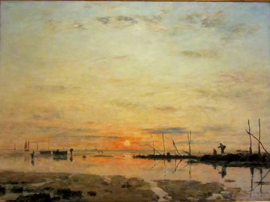 Le Havre. Solnedgang ved lavvande - Eugène Boudin