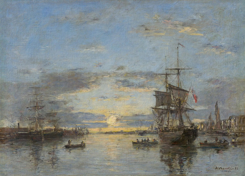 Le Havre: forhavnen ved solnedgang - Eugène Boudin