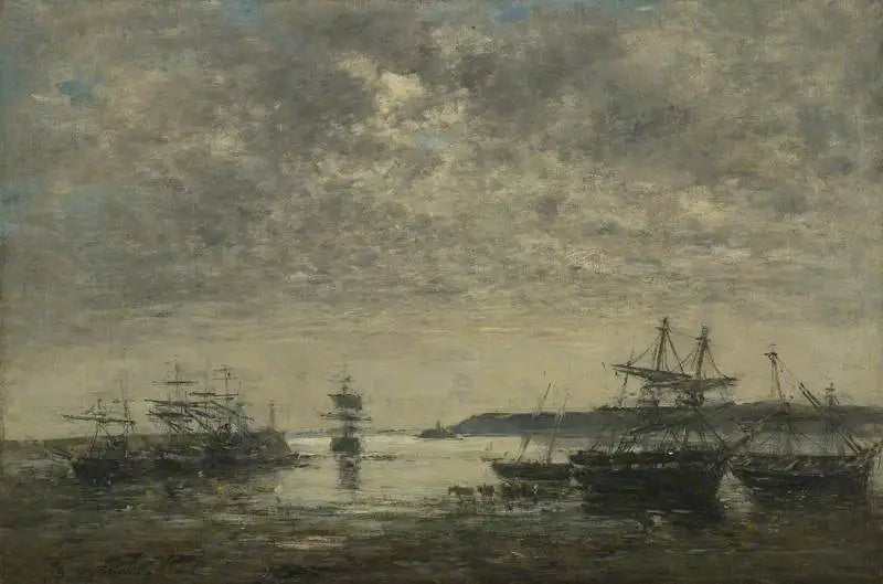 Le Havre, havnen foran - Eugène Boudin
