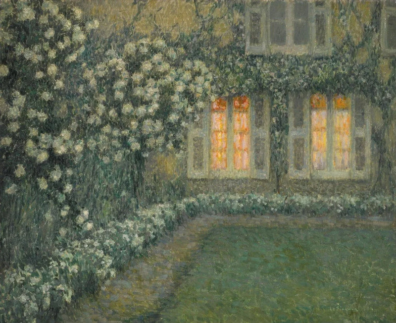 Den hvide have ved skumringen - Henri Le Sidaner