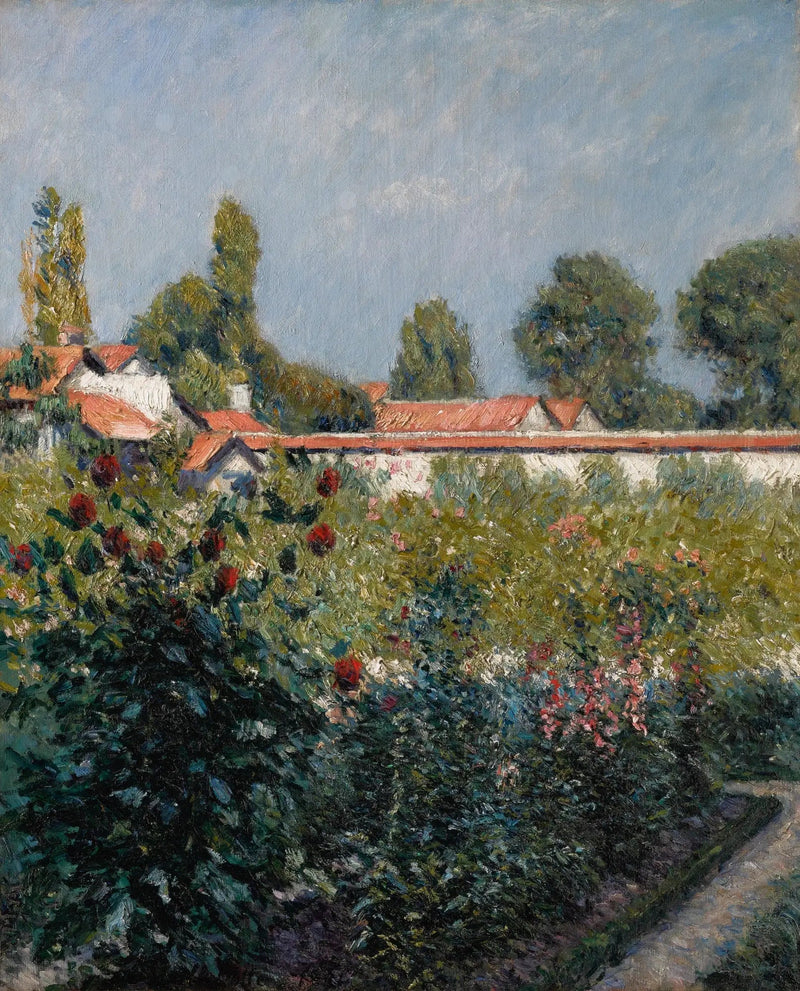 Den lille Gennevilliers have, de lyserøde tage - Gustave Caillebotte