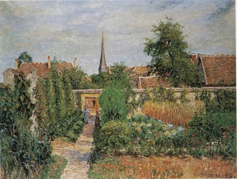 Køkkenhaven og klokketårnet i Eragny - Camille Pissarro