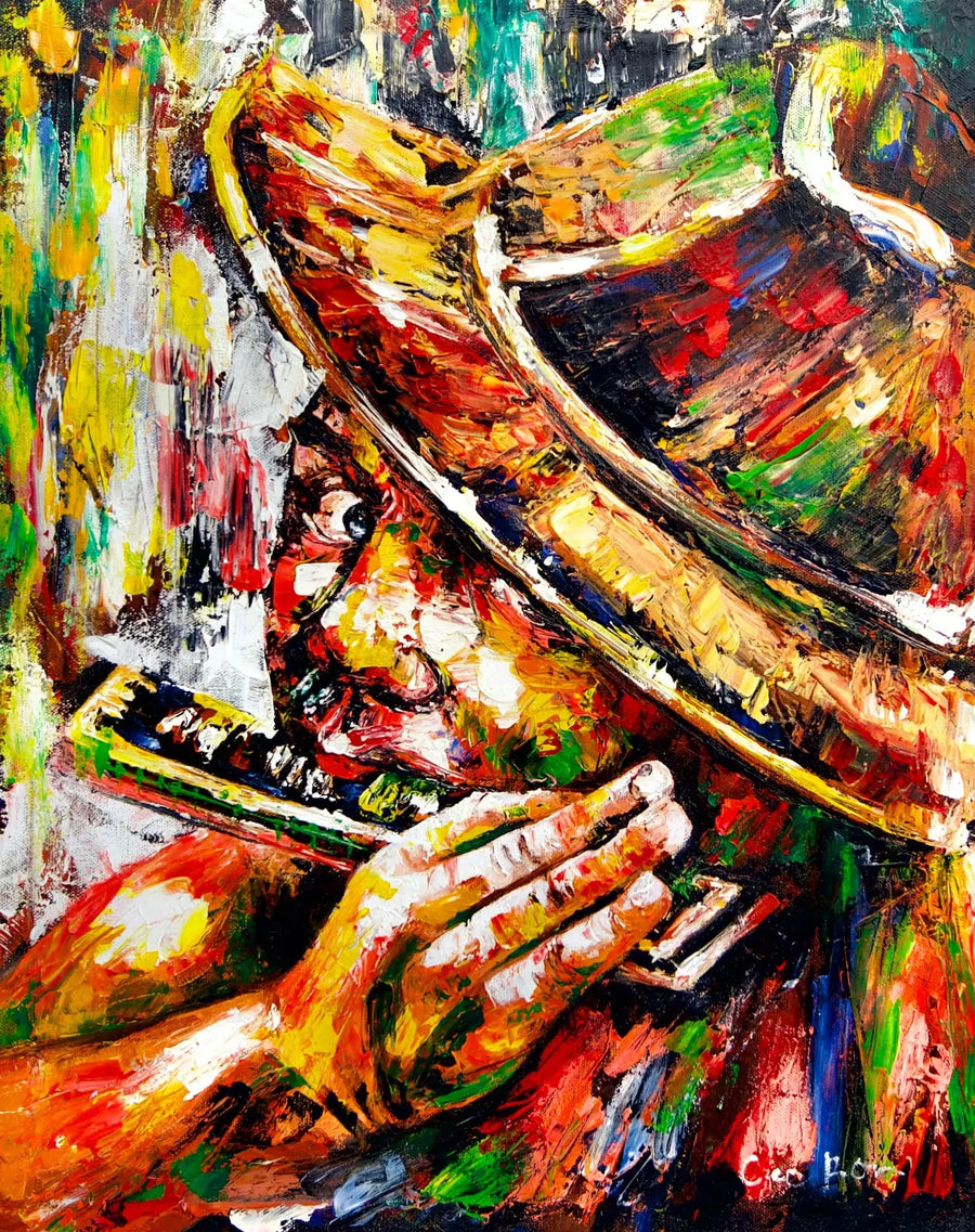 Harmonika spilleren | 40 x 50 cm
