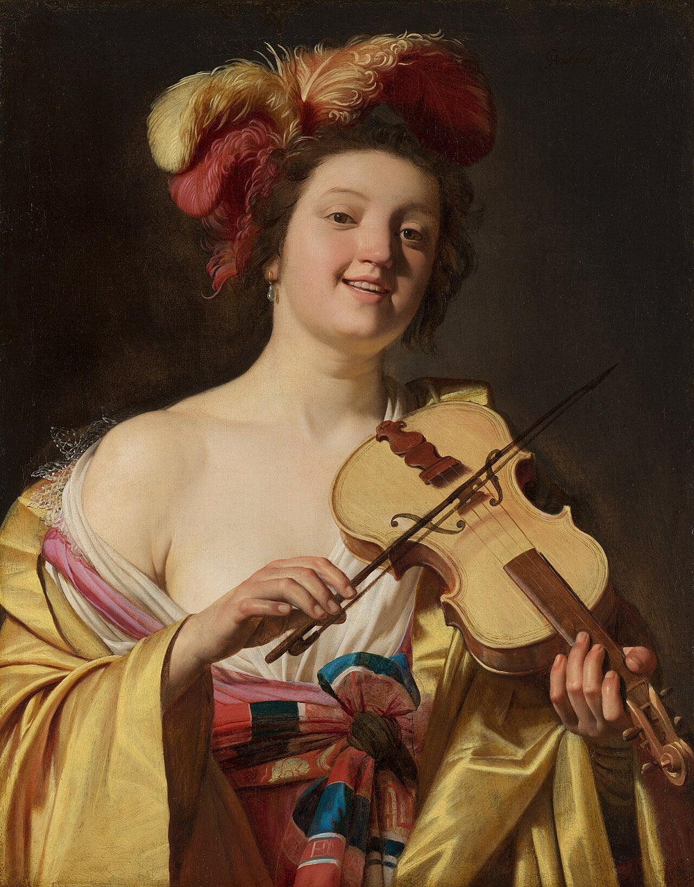 Le joueur de violon - Gerrit van Honthorst image 1 reproduction d’œuvre d’art à l’huile