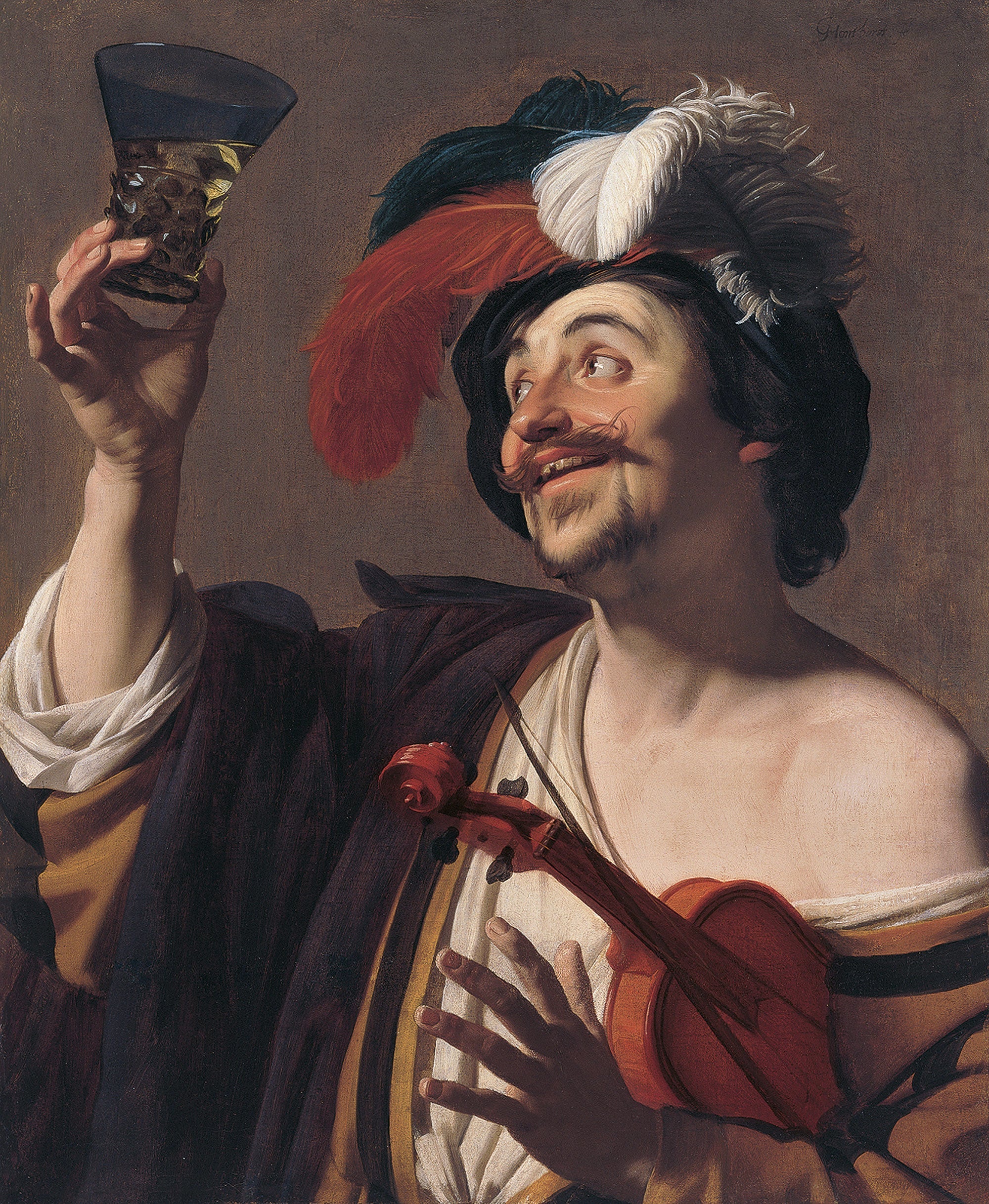 Le joyeux violoniste - Gerrit van Honthorst image 1 reproduction artisanale de tableau