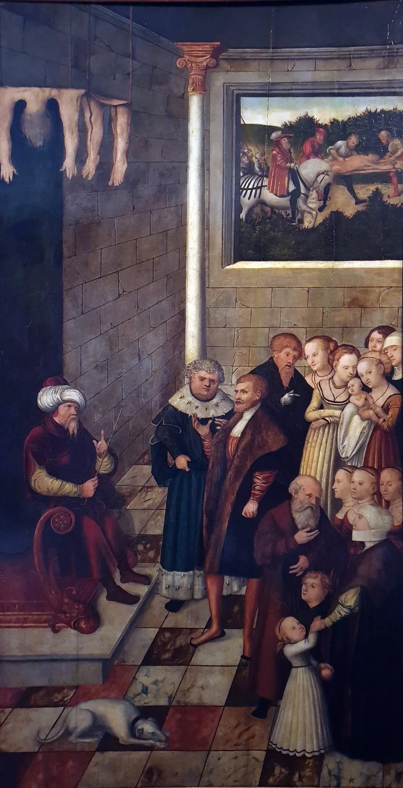 Kambyses Dom (eksemplumpaneler af vælger Joachim II) - Lucas Cranach den Ældre