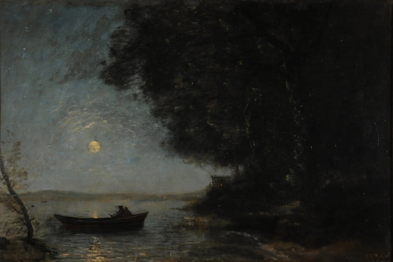 Søen, nattens effekt - Jean-Baptiste Camille Corot