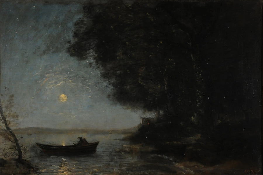 Søen, nattens effekt - Jean-Baptiste Camille Corot