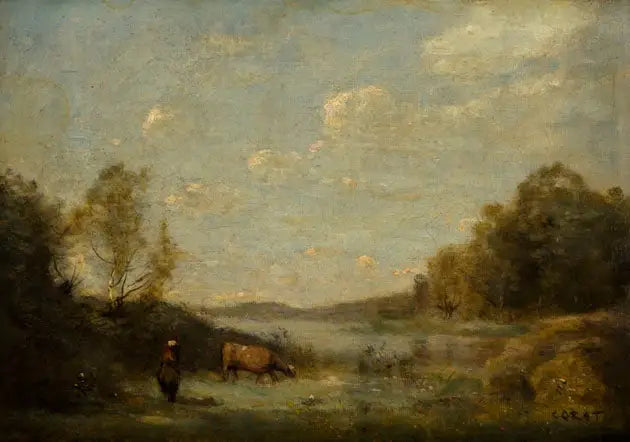 Le lac - Jean-Baptiste Camille Corot image 1 copie de tableau peinte à la main