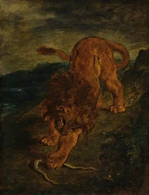 Løven og Slangen - Eugène Delacroix